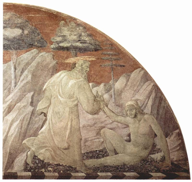 Паоло Учелло. "Сотворение Адама". Цикл фресок на темы Ветхого Завета в крытой галерее Санта Мария Новелла во Флоренции.