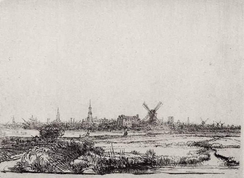 Рембрандт Харменс ван Рейн. "Вид на Амстердам". 1640.
