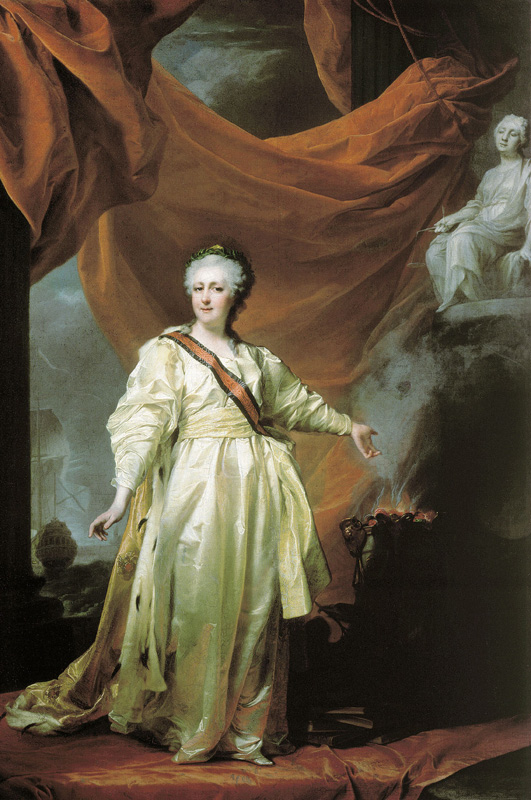 Дмитрий Левицкий. Портрет Екатерины II в виде законодательницы в храме богини Правосудия. 1780-е.