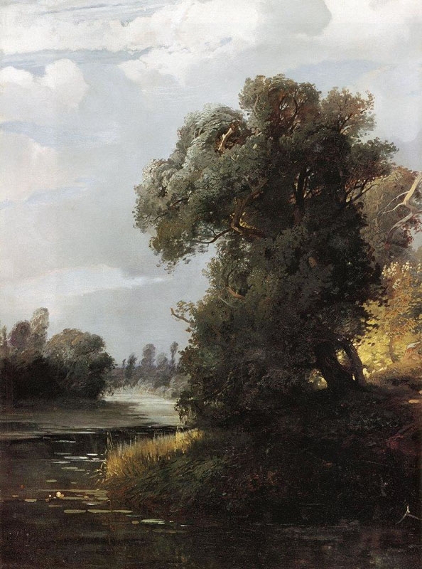А. Саврасов. Летний день. Ивы на берегу реки. 1856.