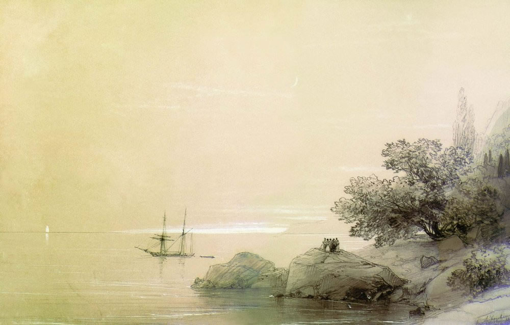 И. Айвазовский. Море у скалистого берега. 1851.