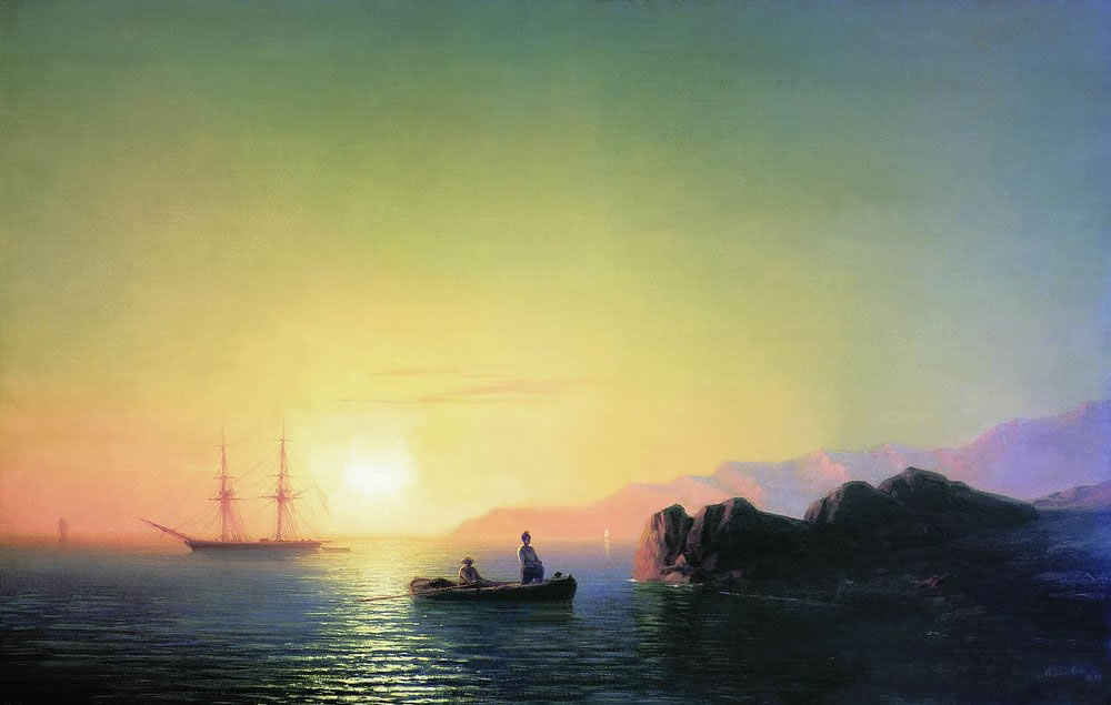 И. Айвазовский. Закат солнца у крымских берегов. 1856.
