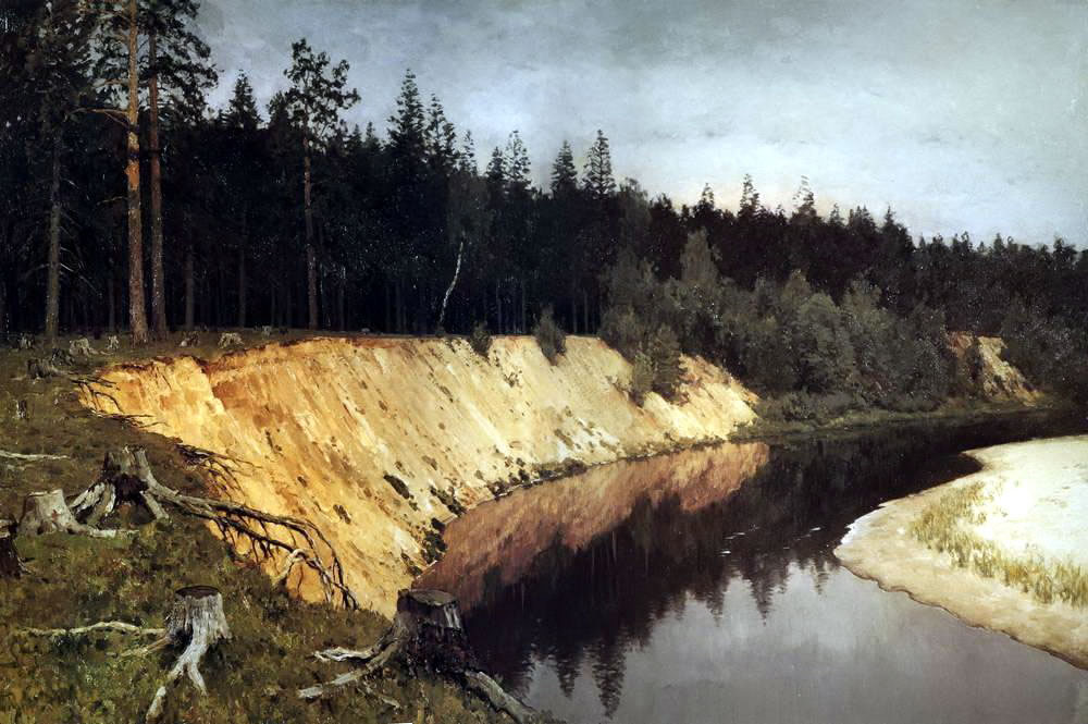 И. Левитан. Лесистый берег. Сумерки. 1892.