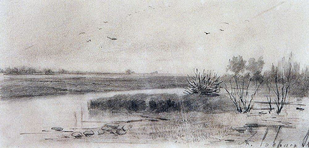 А. Саврасов. Заболоченная река. 1875.