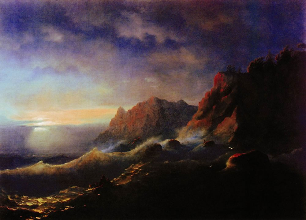 И. Айвазовский. Буря. Закат. 1856.