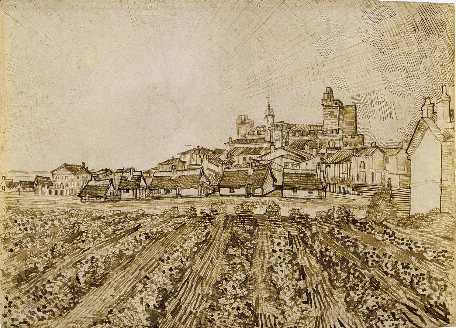 Винсент Ван Гог. "Вид на Сент-Мари с церковью и крепостью". 1888. Собрание Оскара Рейнхарта, Винтертур.