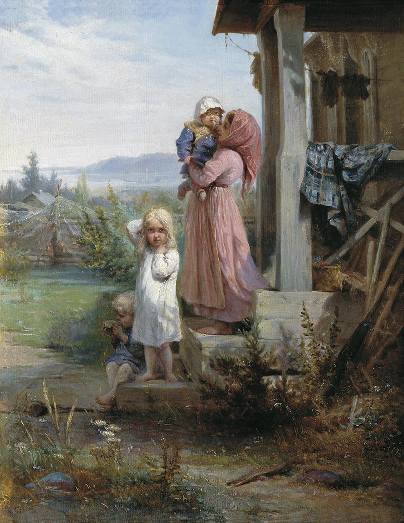Николай Кошелев. Утро в деревне. 1880-е.