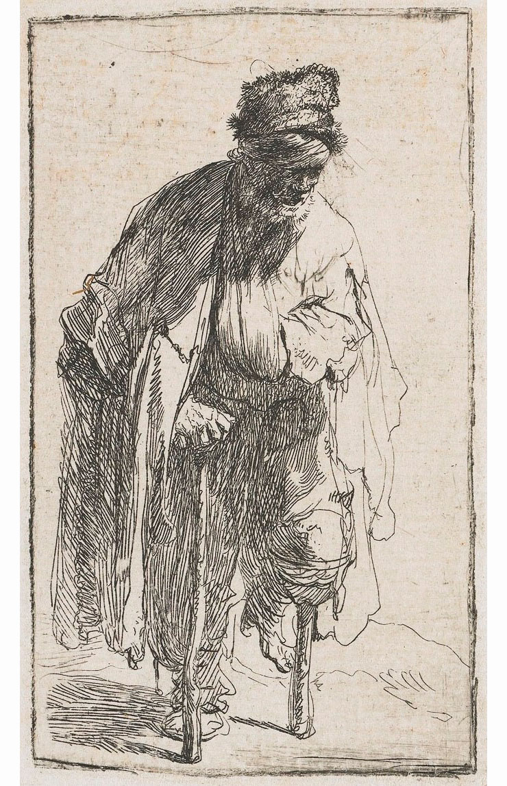 Рембрандт Харменс ван Рейн. "Нищий на деревяшке". 1630. Государственное художественное собрании, Дрезден.
