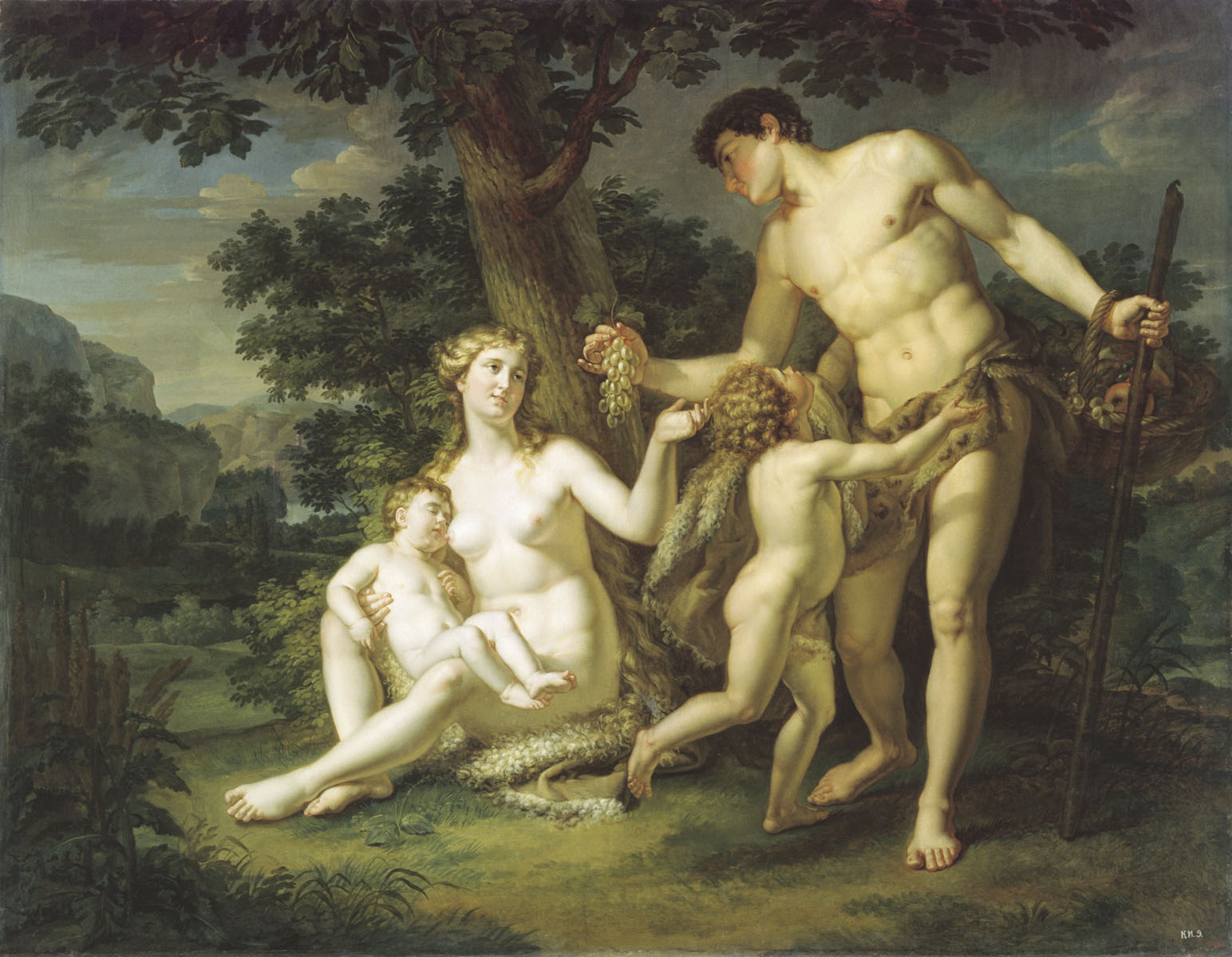Андрей Иванов. Адам и Ева с детьми под деревом. 1803.