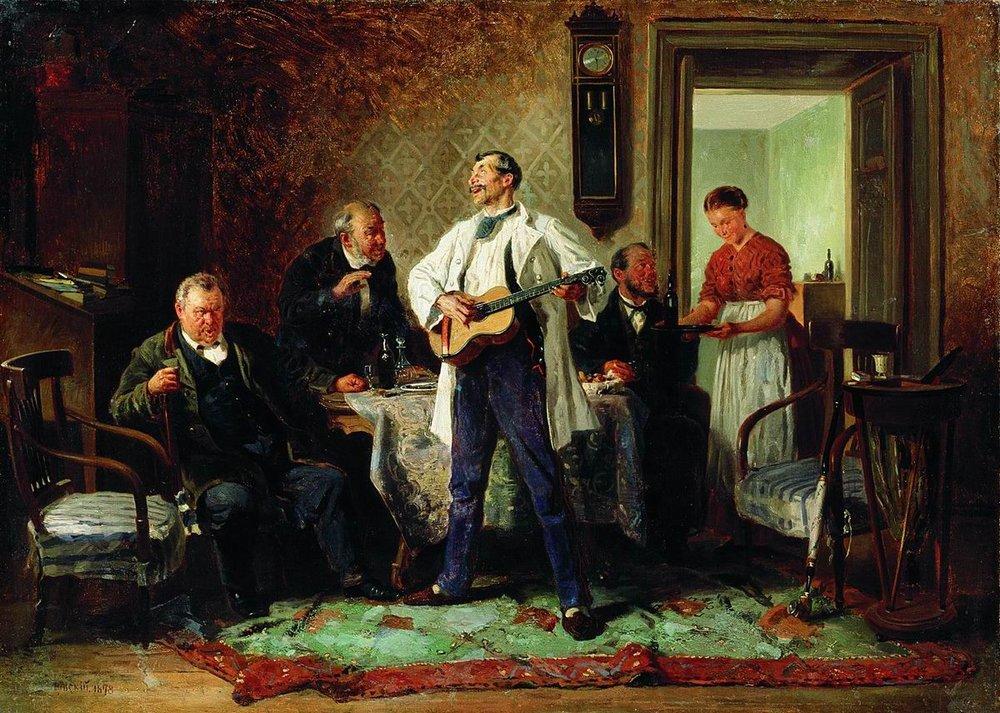 Владимир Егорович Маковский. "Друзья-приятели". 1878.