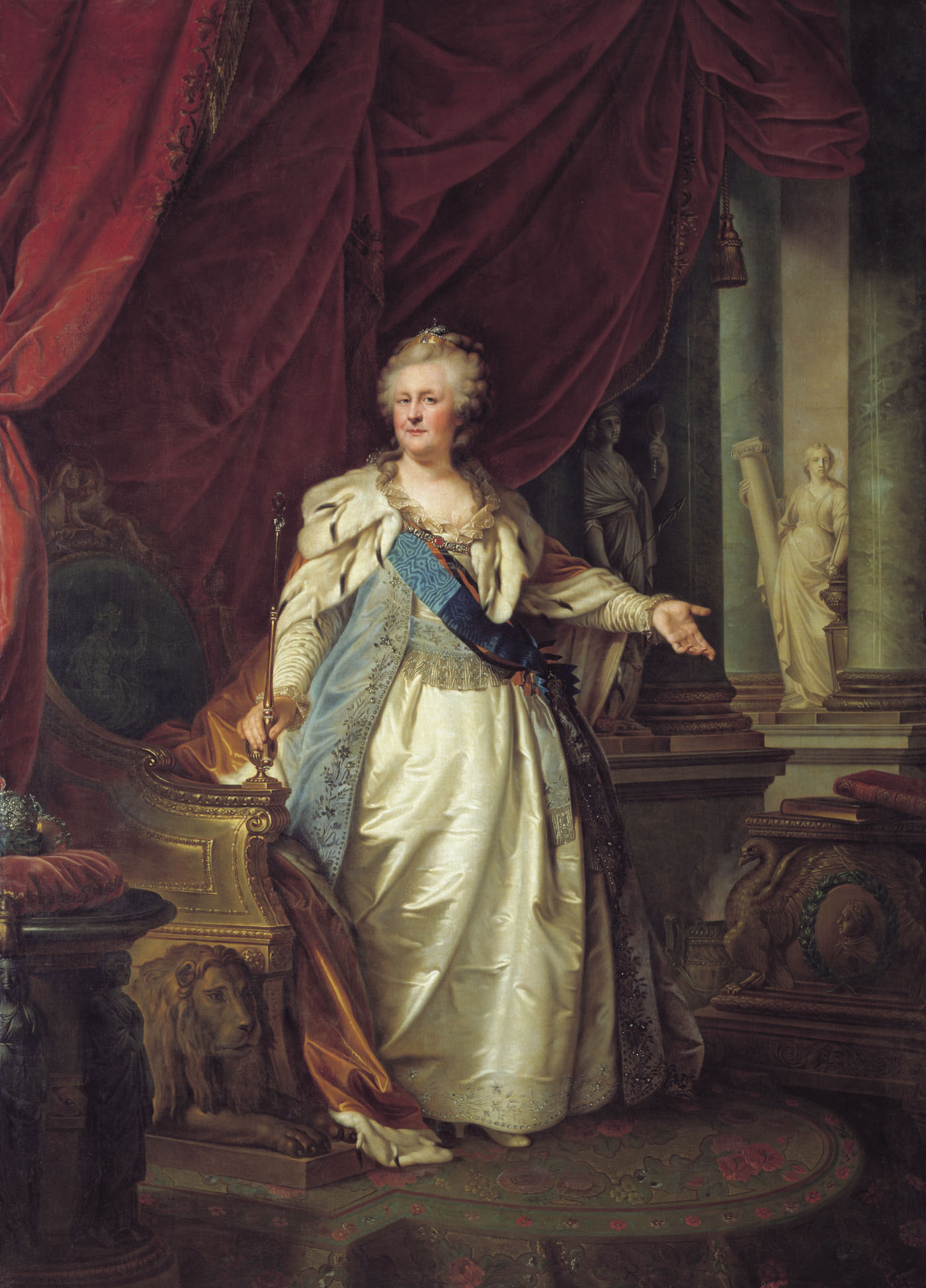 Иоганн Лампи Старший. Портрет императрицы Екатерины II с аллегорическими фигурами.