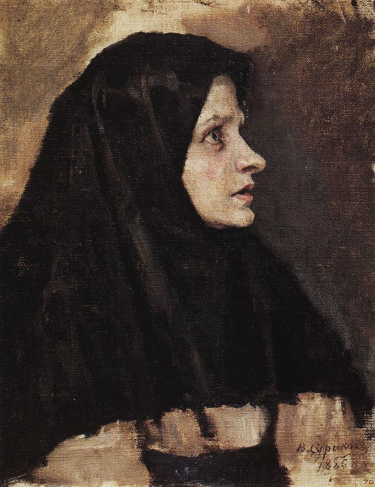 В. Суриков. Голова женщины в чёрном платке. 1886.