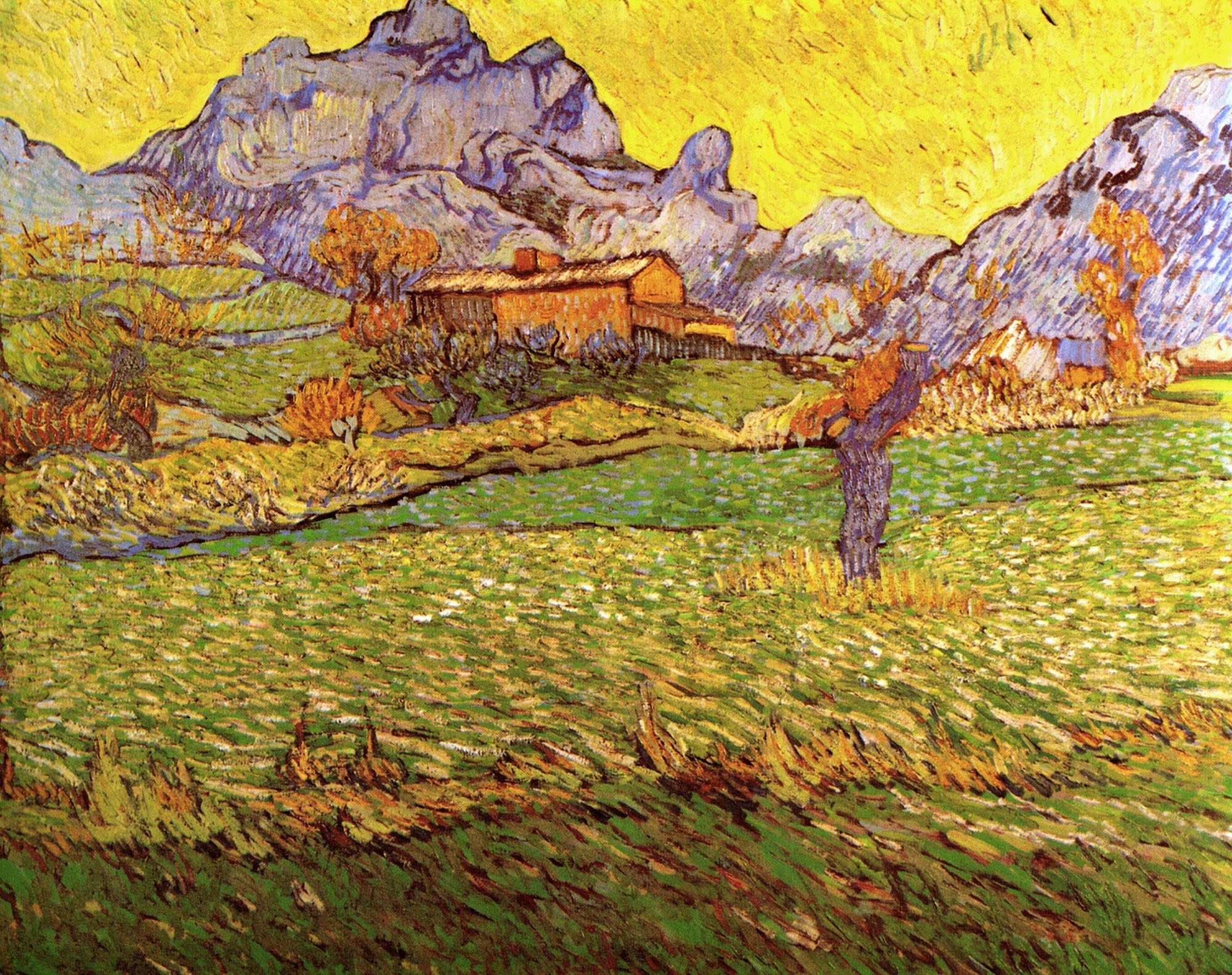 Винсент Ван Гог. "Луг в горах, ферма Сен-Поль". 1889. Музей Крёллер-Мюллер, Оттерло.