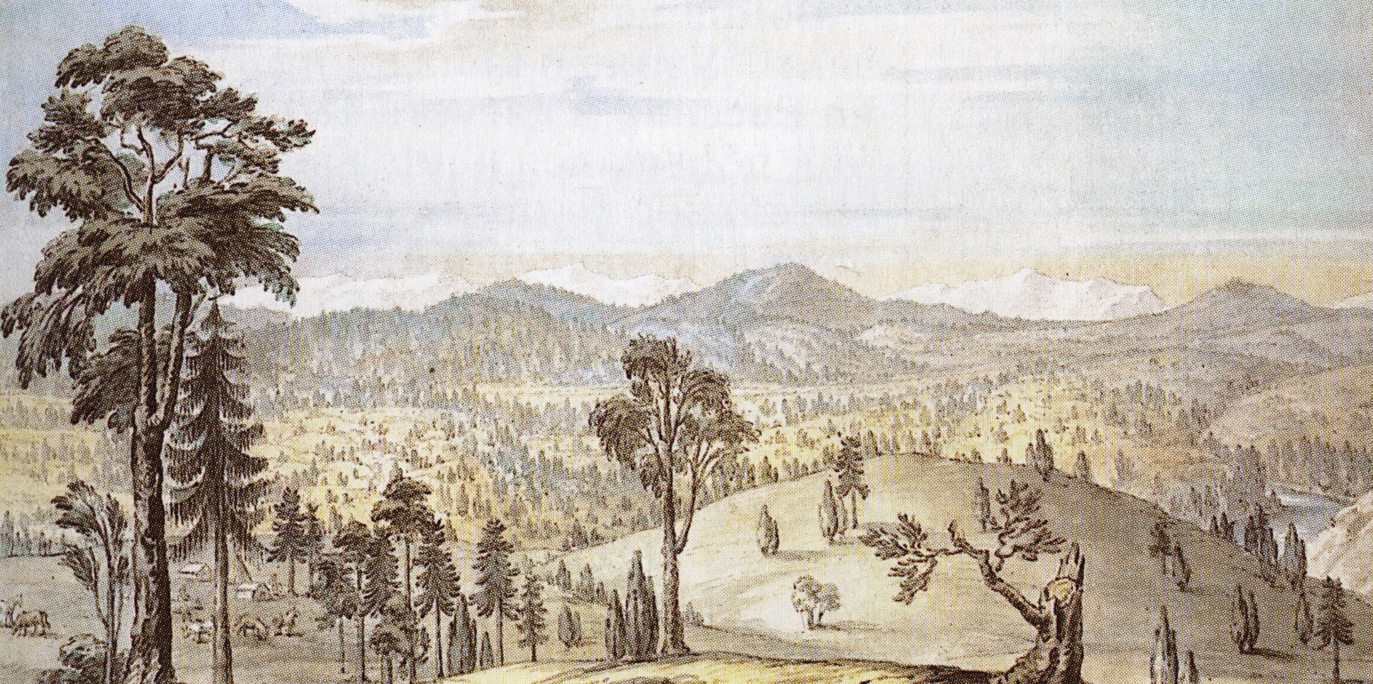 Е. Корнеев. Вид цепи гор Хамаз-Дабан, разделяющих Китай и Россию. 1802.