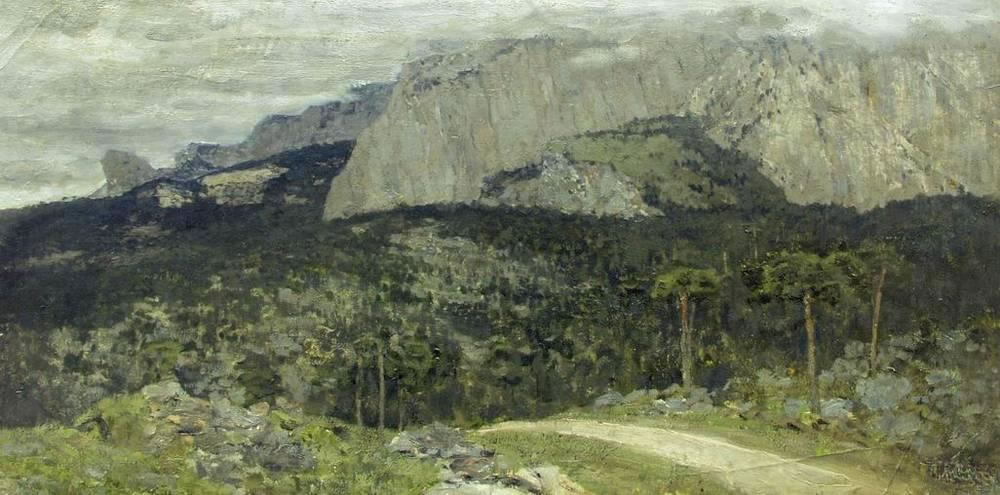 И. Левитан. Серый день. Горы. Крым. 1886.