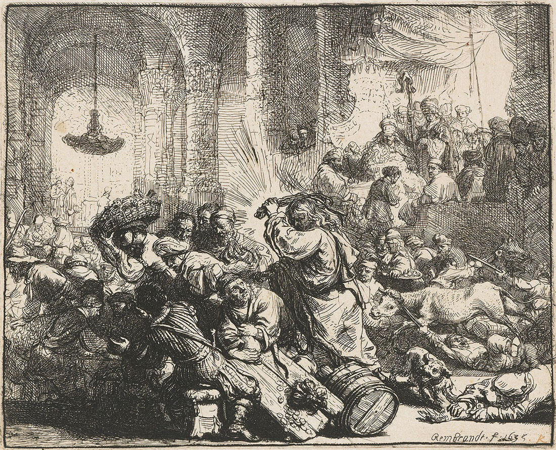Рембрандт Харменс ван Рейн. Изгнание торгующих из храма. 1635.