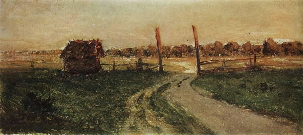 Исаак Левитан. Пейзаж с избушкой. 1899.