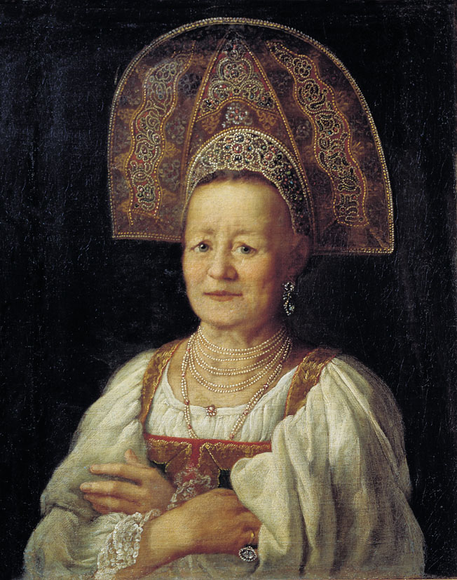 Пётр Дрождин. Портрет купчихи в кокошнике. 1796.