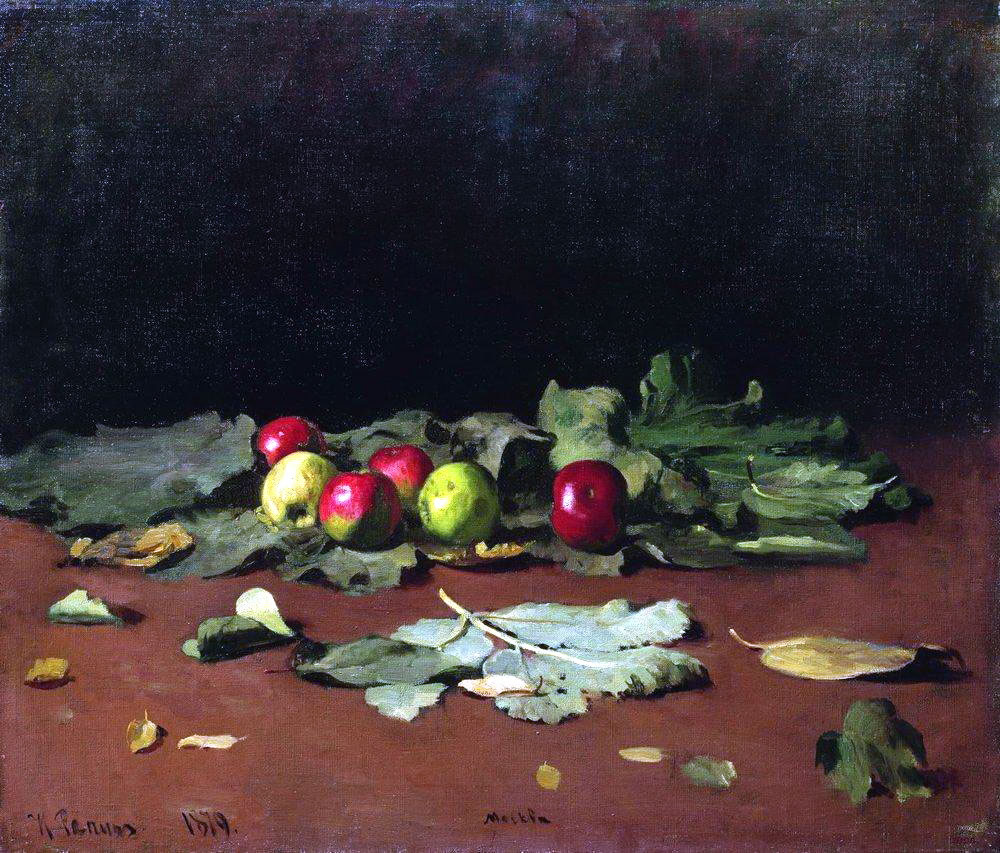 Илья Репин. Яблоки и листья. 1879.