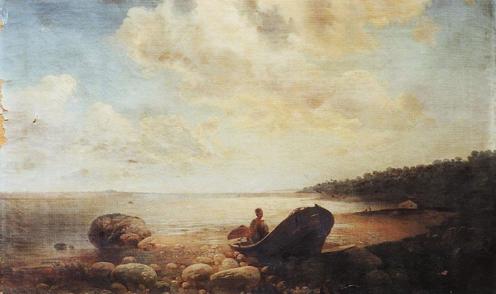 Алексей Саврасов. Пейзаж с лодкой. 1860-е.