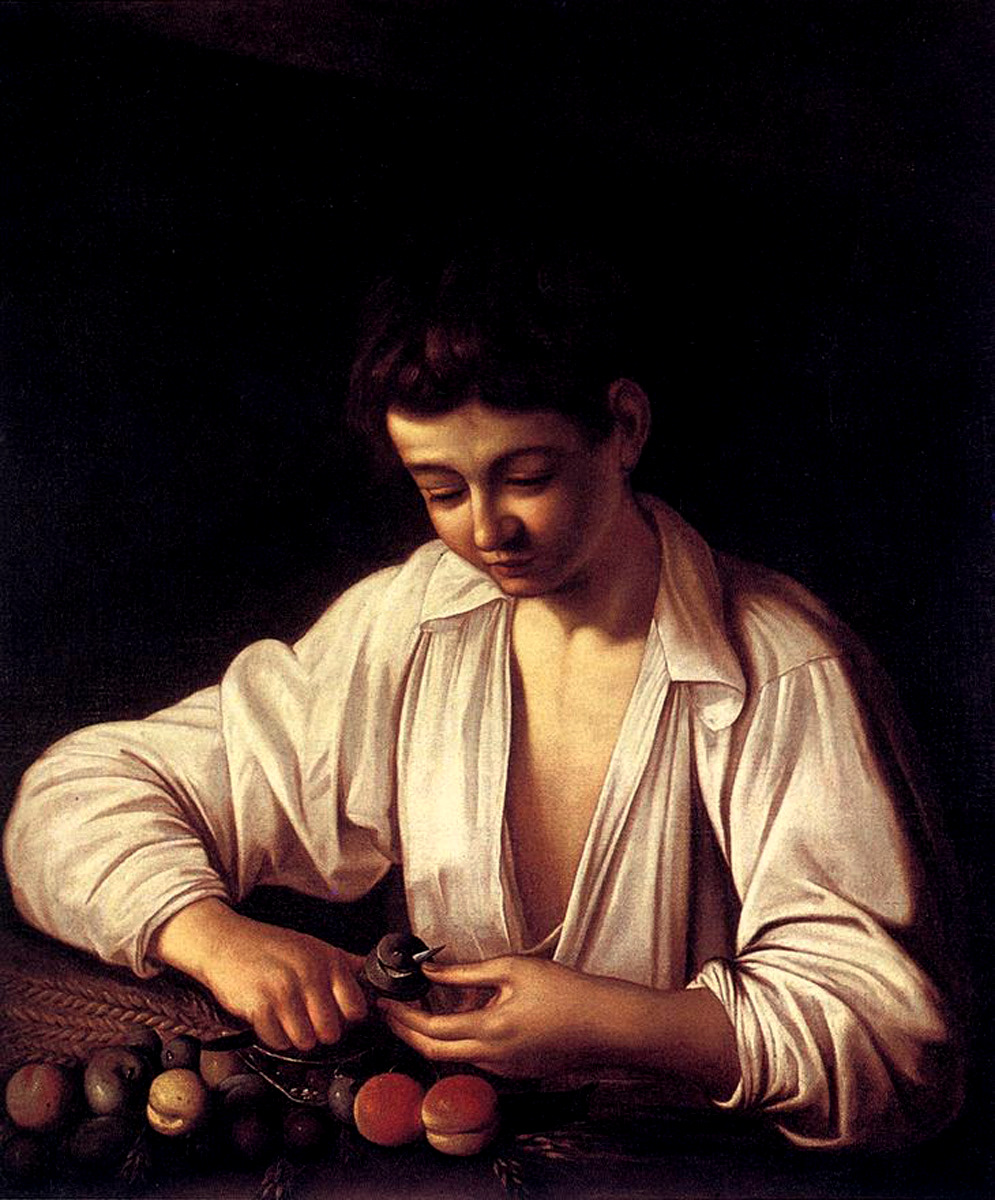 Караваджо. Мальчик, чистящий ножом яблоко. 1593.