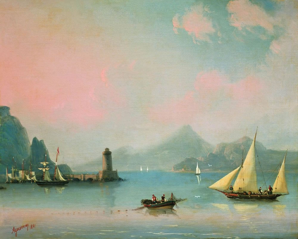 Иван Айвазовский. Морской пролив с маяком. 1841.