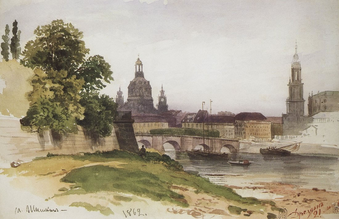 Иван Шишкин. Дрезден. Мост Августа. 1862.
