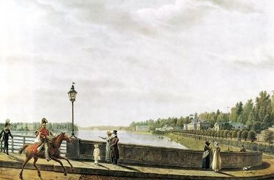 Степан Филиппович Галактионов. Въезд на мост со стороны Каменного острова. 1822.