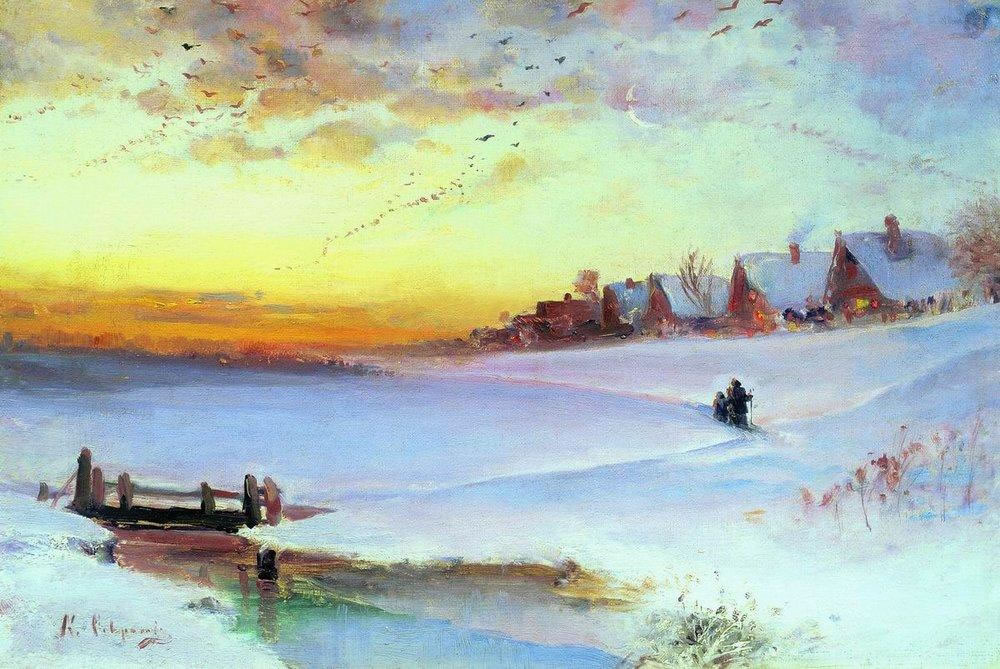 Алексей Саврасов. Зимний пейзаж (Оттепель). 1890-е.