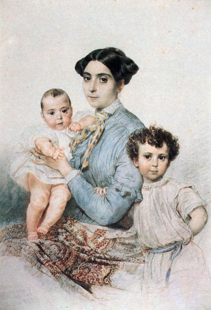 Карл Павлович Брюллов. Портрет Терезы-Микеле Титтони с сыновьями. 1850-1852.