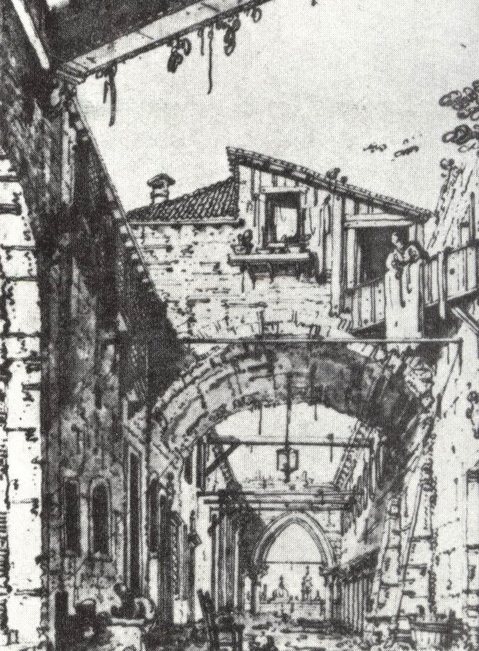 А. Каналетто. Улочка, перекрытая арками. 1740-е.