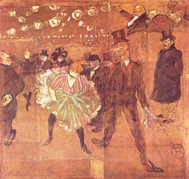 Анри де Тулуз-Лотрек. Танцы в Мулен-Руж (Ла Гулю и Валентин ле Дезосе). 1895.