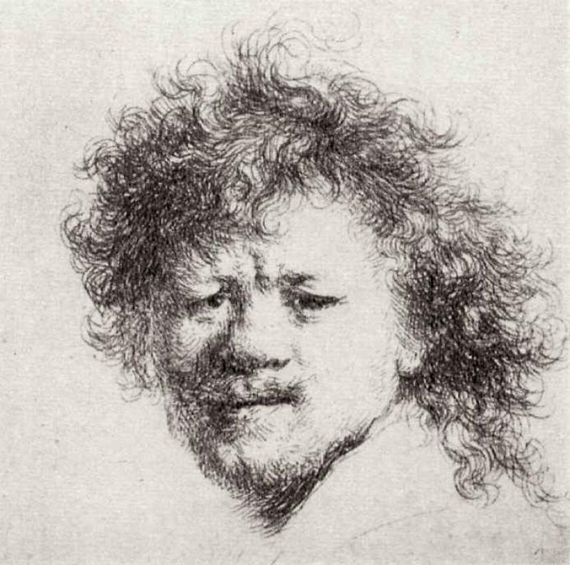 Рембрандт ван Рейн. Автопортрет с растрёпанными волосами. 1632.                                        .