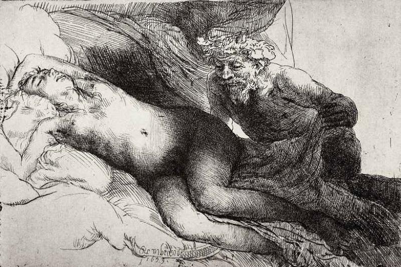Рембрандт ван Рейн. Юпитер и Антиопа. 1658.