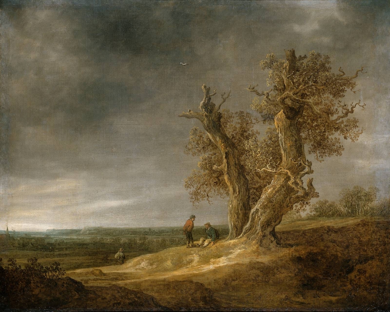 Ян ван Гойен. Пейзаж с двумя дубами. 1641.                                        .