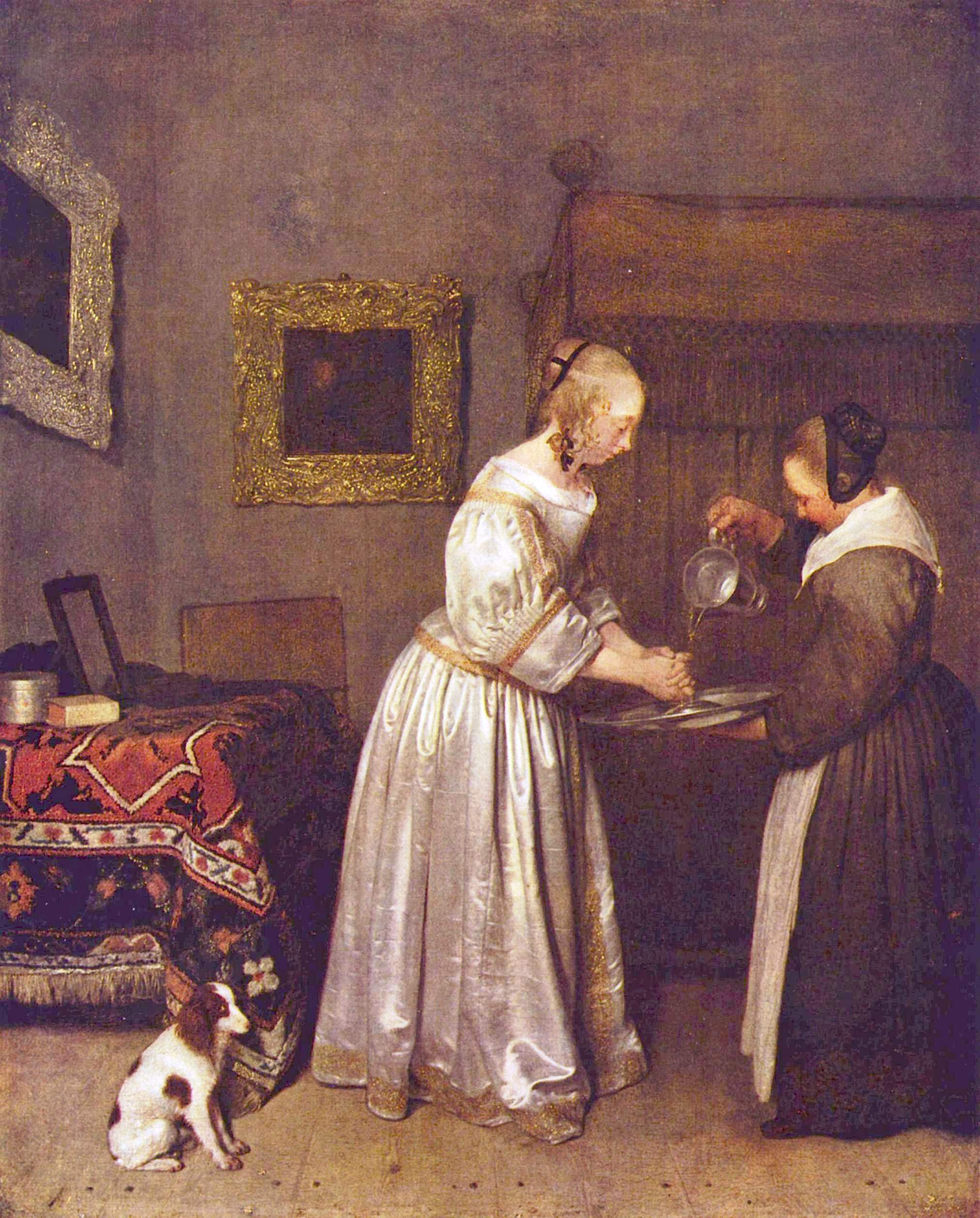 Герард Терборх. Дама, моющая руки. 1665.                                         .