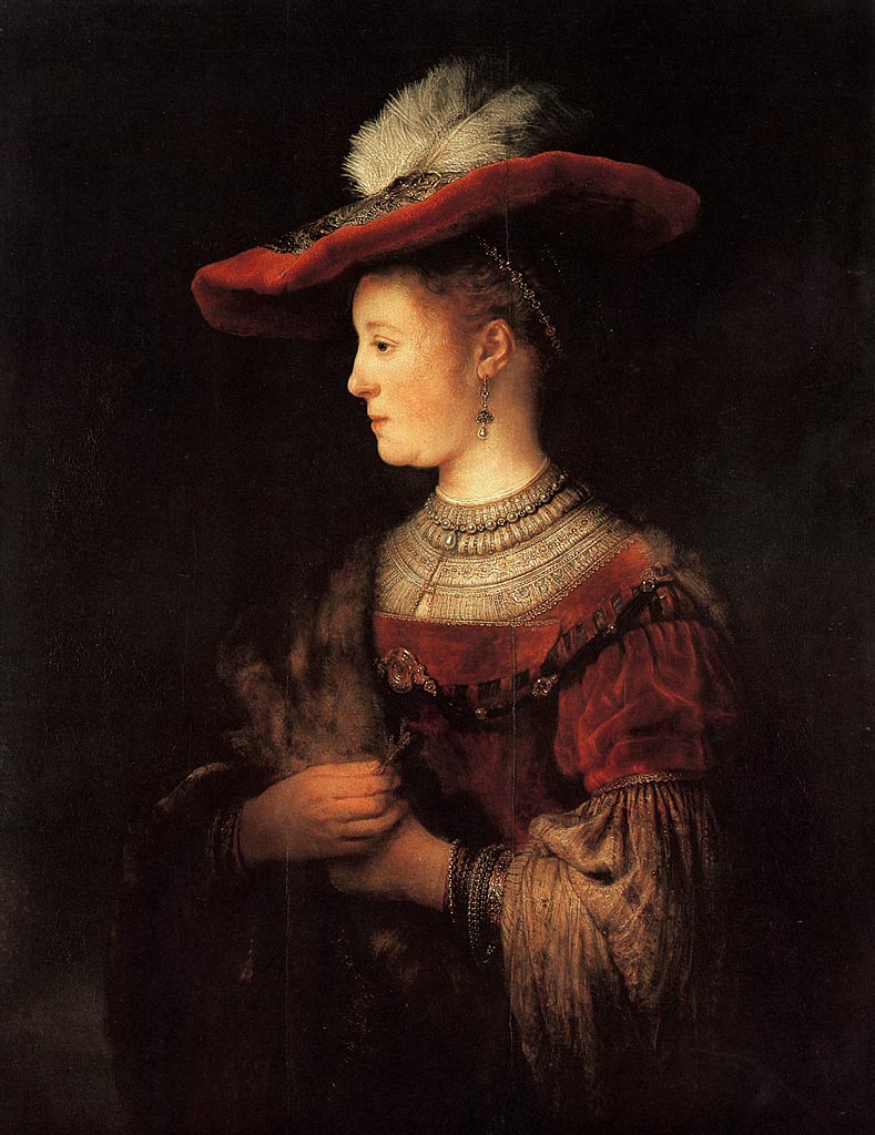 Рембрандт ван Рейн. Саския ван Эйленбург в помпезном платье. Между 1634 и 1642.                                        .