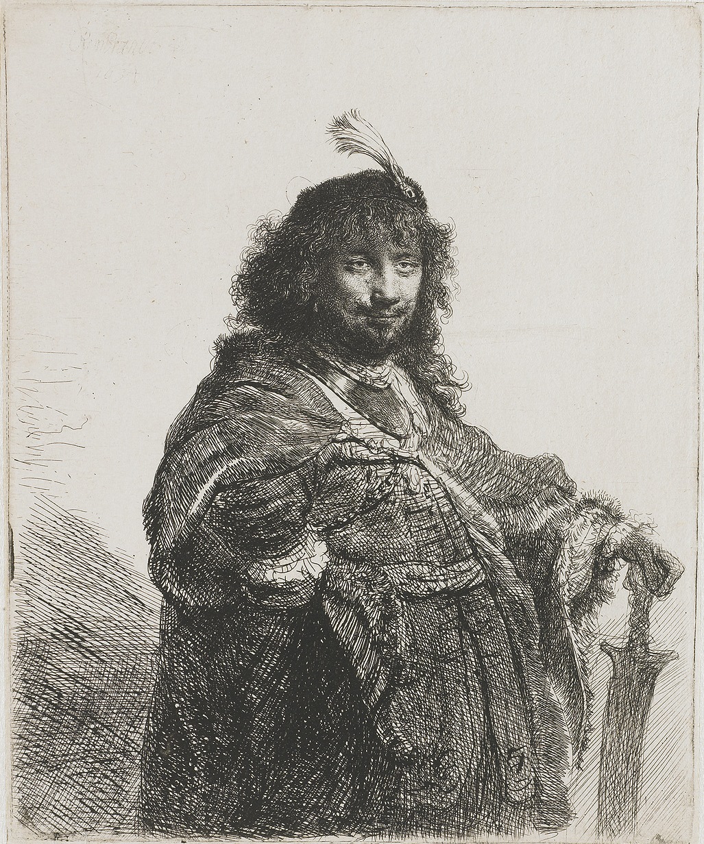 Рембрандт ван Рейн. Автопортрет. Фигура, опирающаяся на саблю. 1634.                                        .