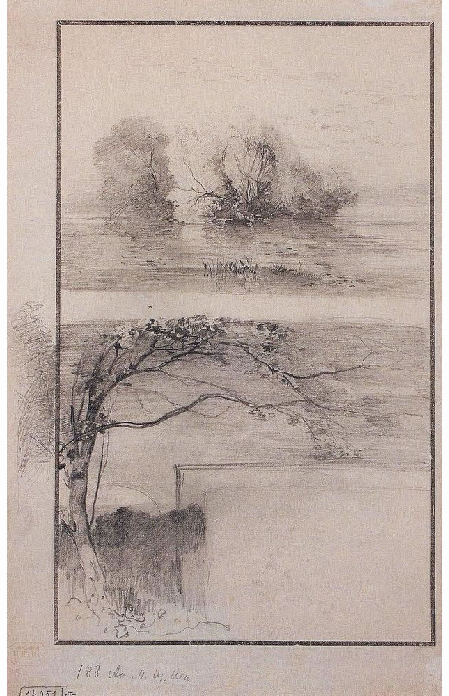 А. Саврасов. Деревья у воды. Ветви деревьев. 1870-е.
