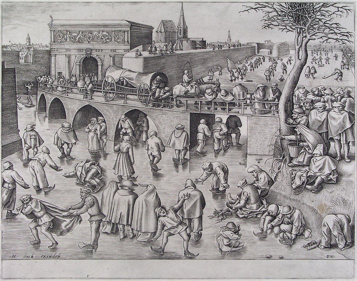 Питер Брейгель Старший. Катание на коньках перед воротами св. Георгия г. Антверпена. 1553.