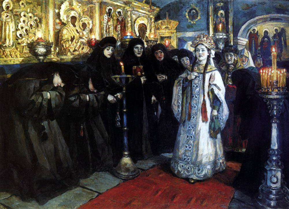 Василий Иванович суриков. "Посещение царевной женского монастыря". 1912.