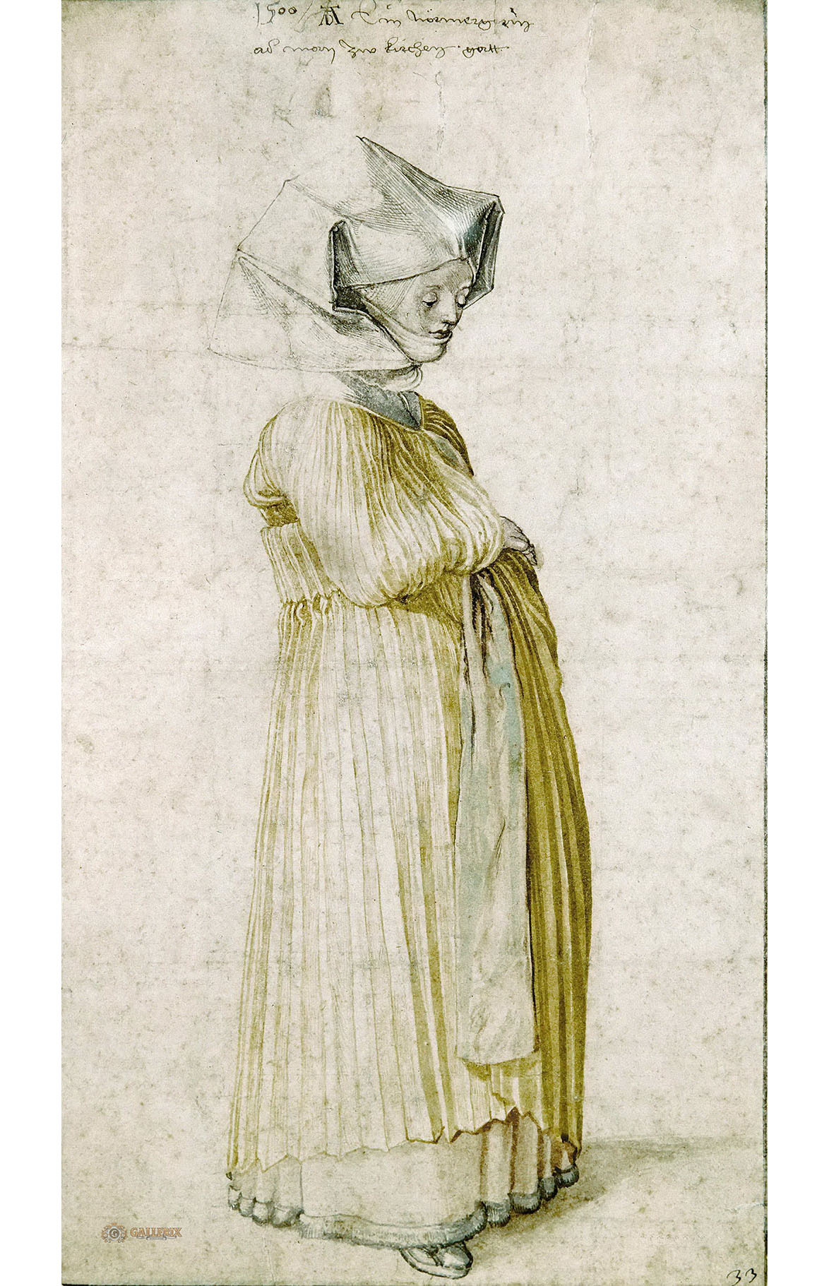 Альбрехт Дюрер. "Нюрнбергская женщина, одетая для похода в церковь". 1500. Британский музей, Лондон.