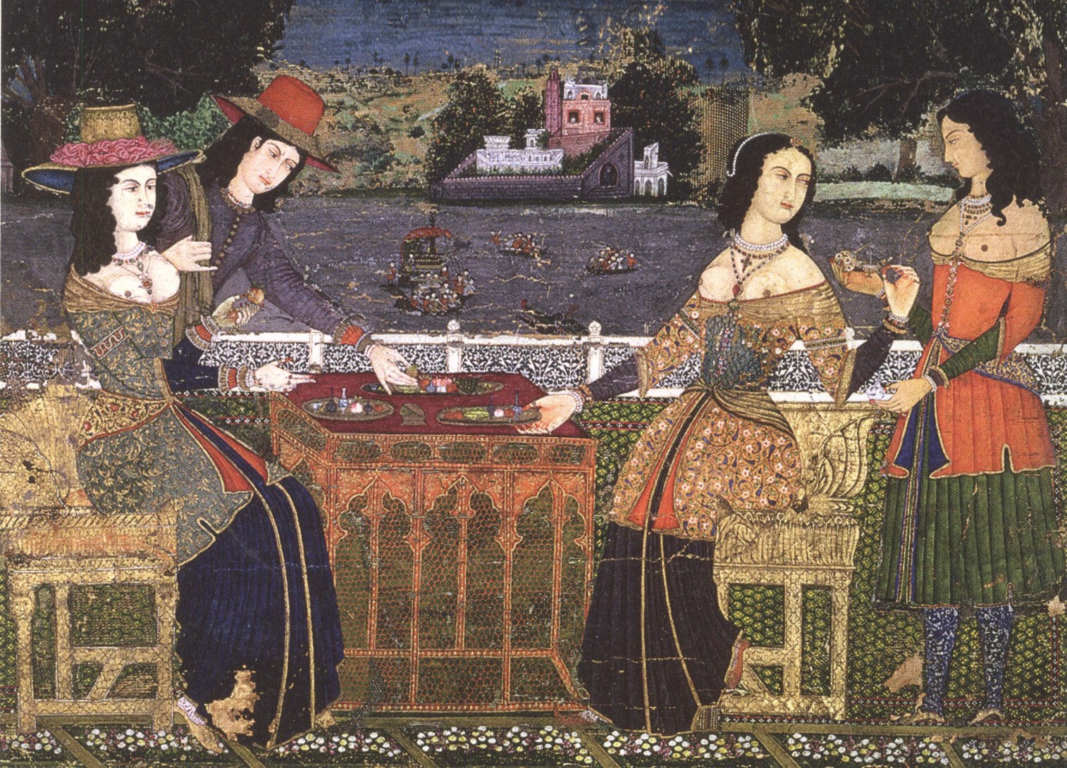 Индийский художник. "Гоа. Португальские женщины за завтраком". XVI век.