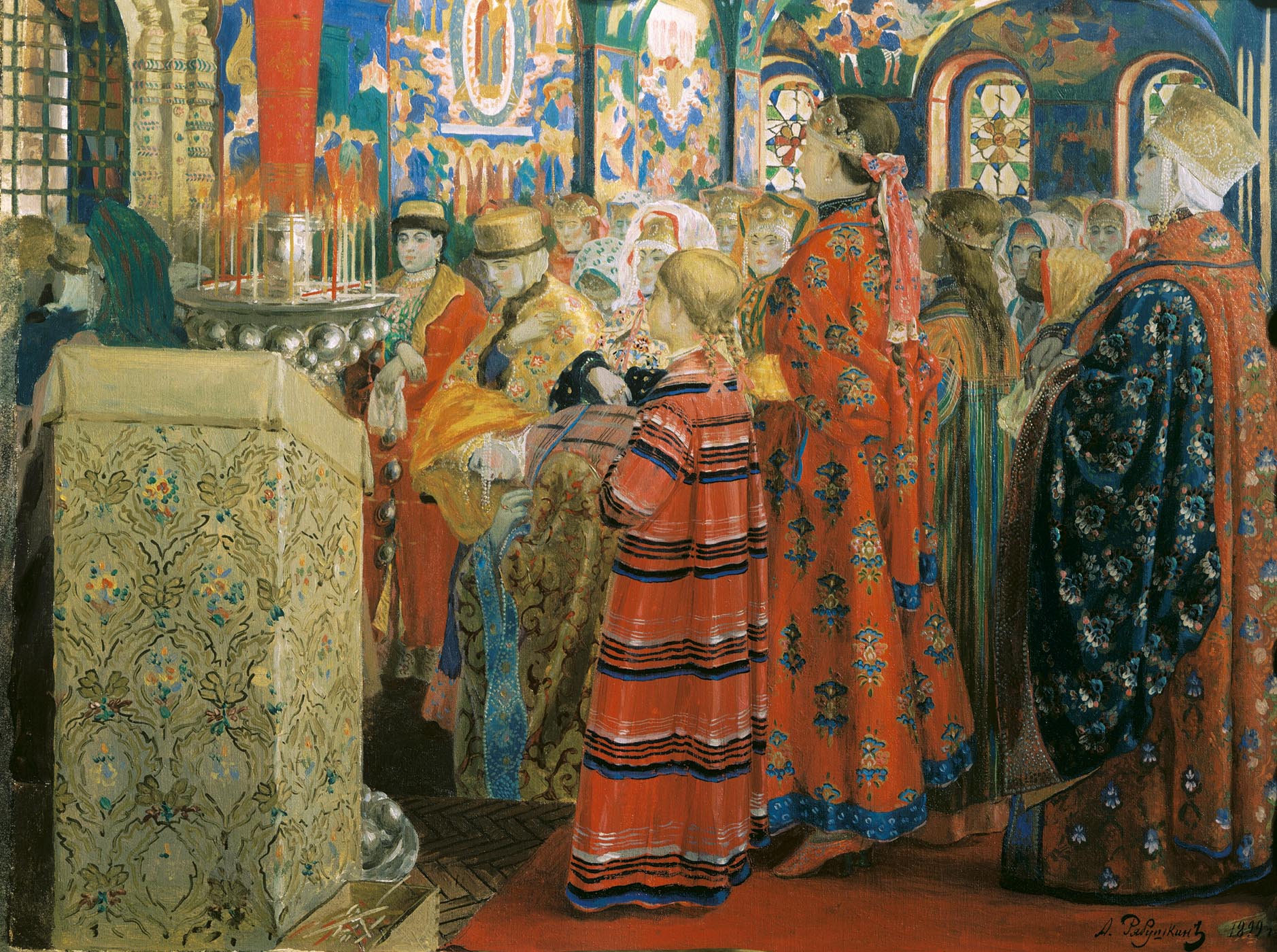 Андрей Петрович Рябушкин. "Русские женщины XVII столетия в церкви". 1899.