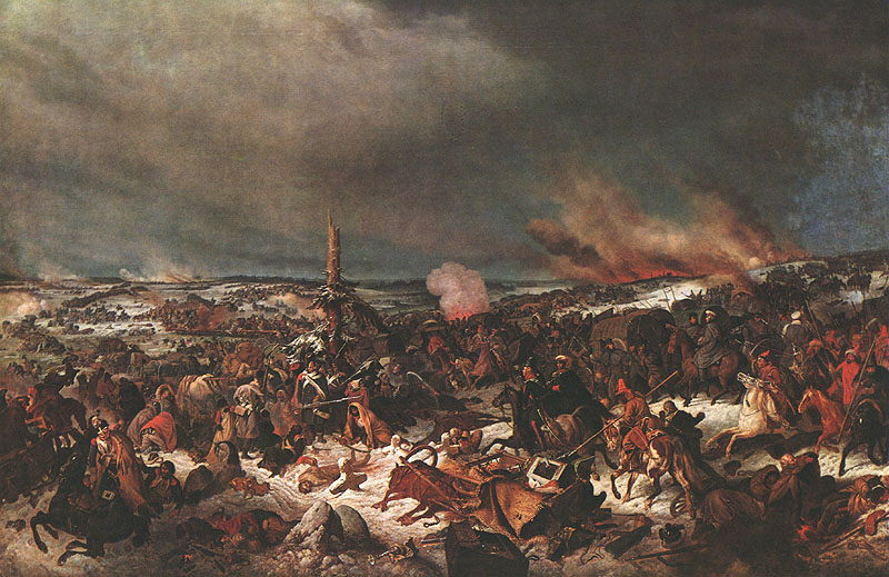 Петер Гесс. Переправа через Березину 16 ноября. Цикл "Сражения 1812 года". 1840-е.