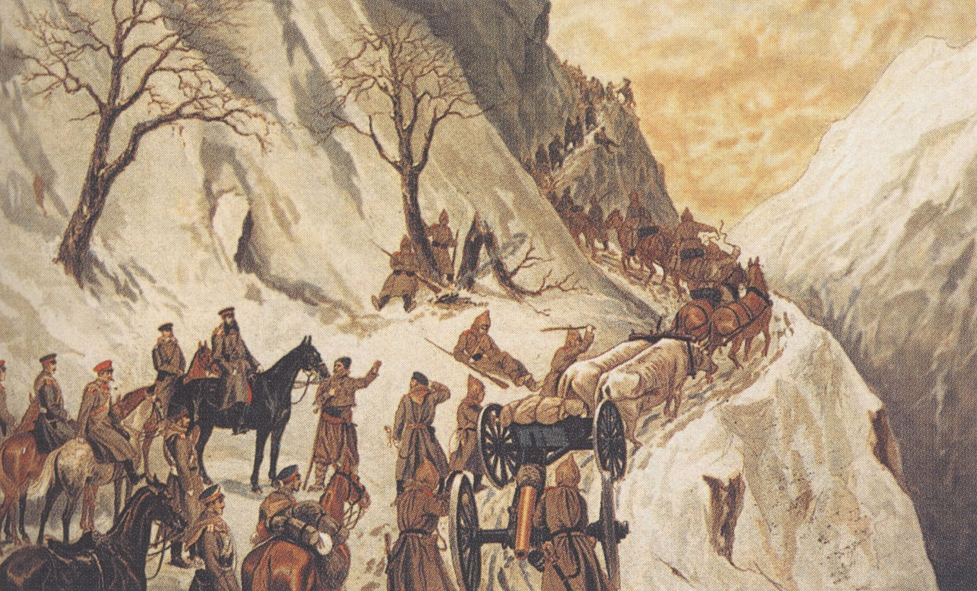 А. Сафонов. Переход русских войск через Балканы 13 декабря 1877 года.                                                           .