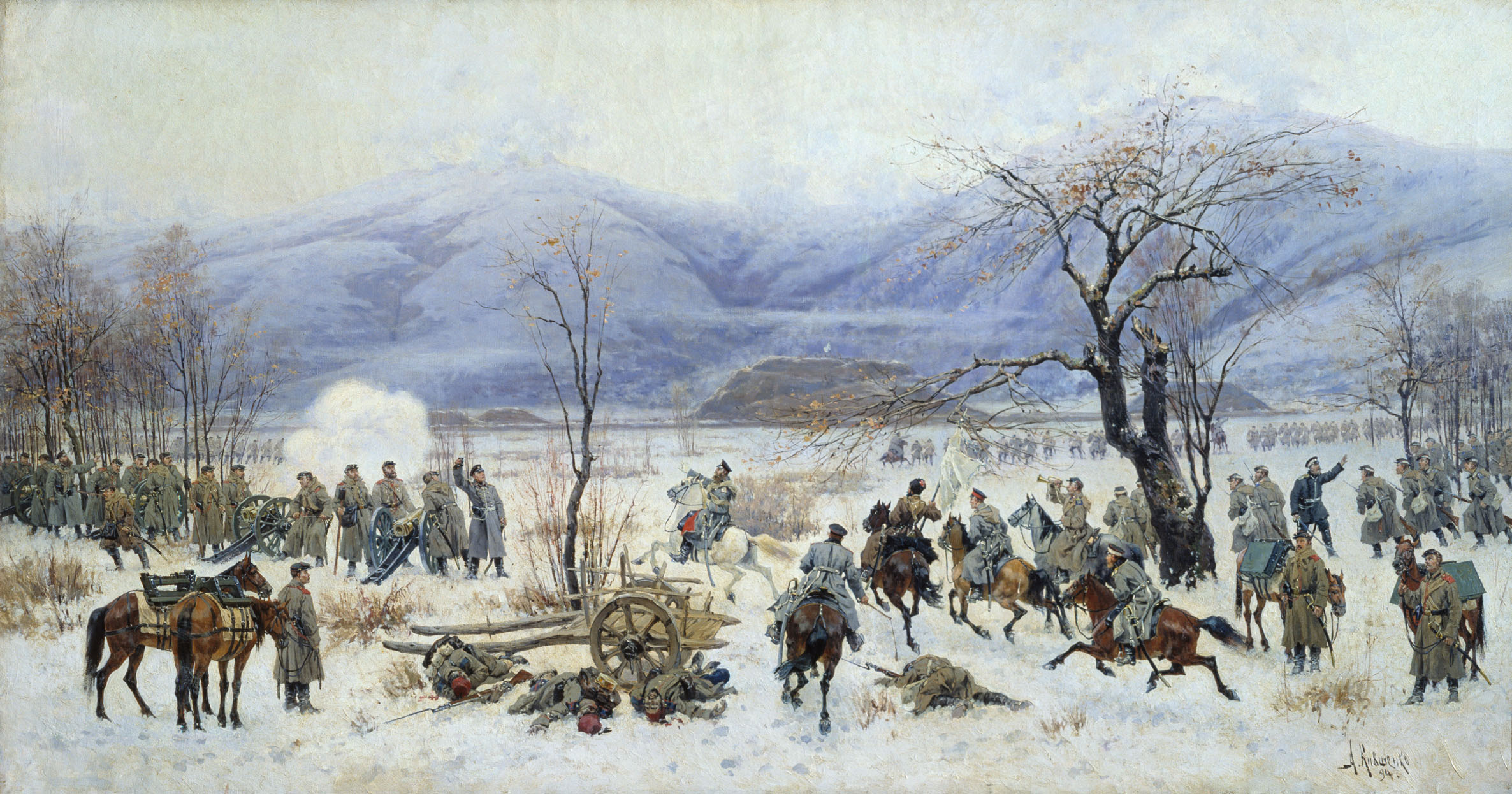 А. Кившенко. Сражение у Шипки-Шейново 28 декабря 1877 года. 1894.                                                    .