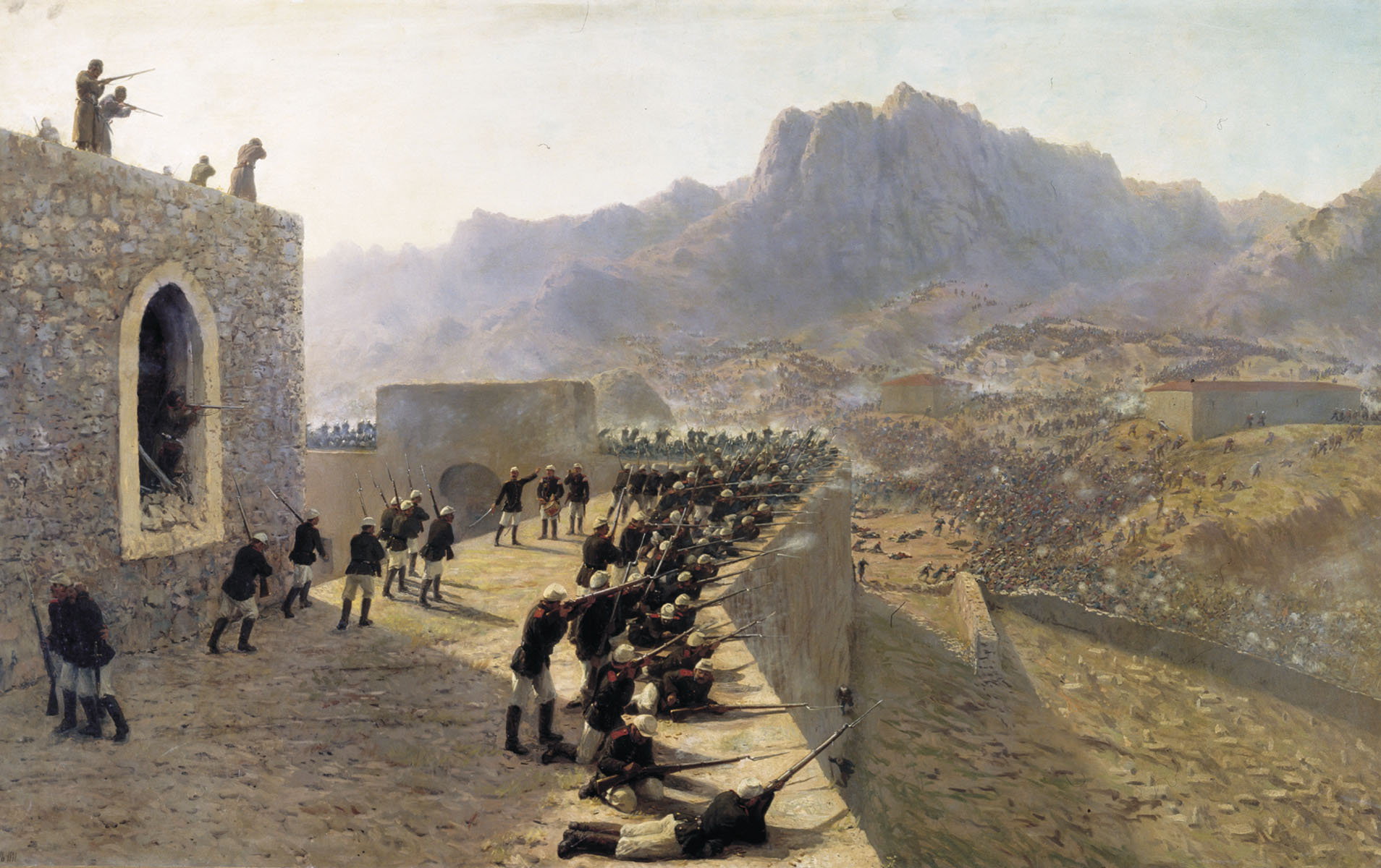 Л. Лагорио. Отбитие штурма крепости Баязет 8 июня 1877 года. 1891.                                                                                       .
