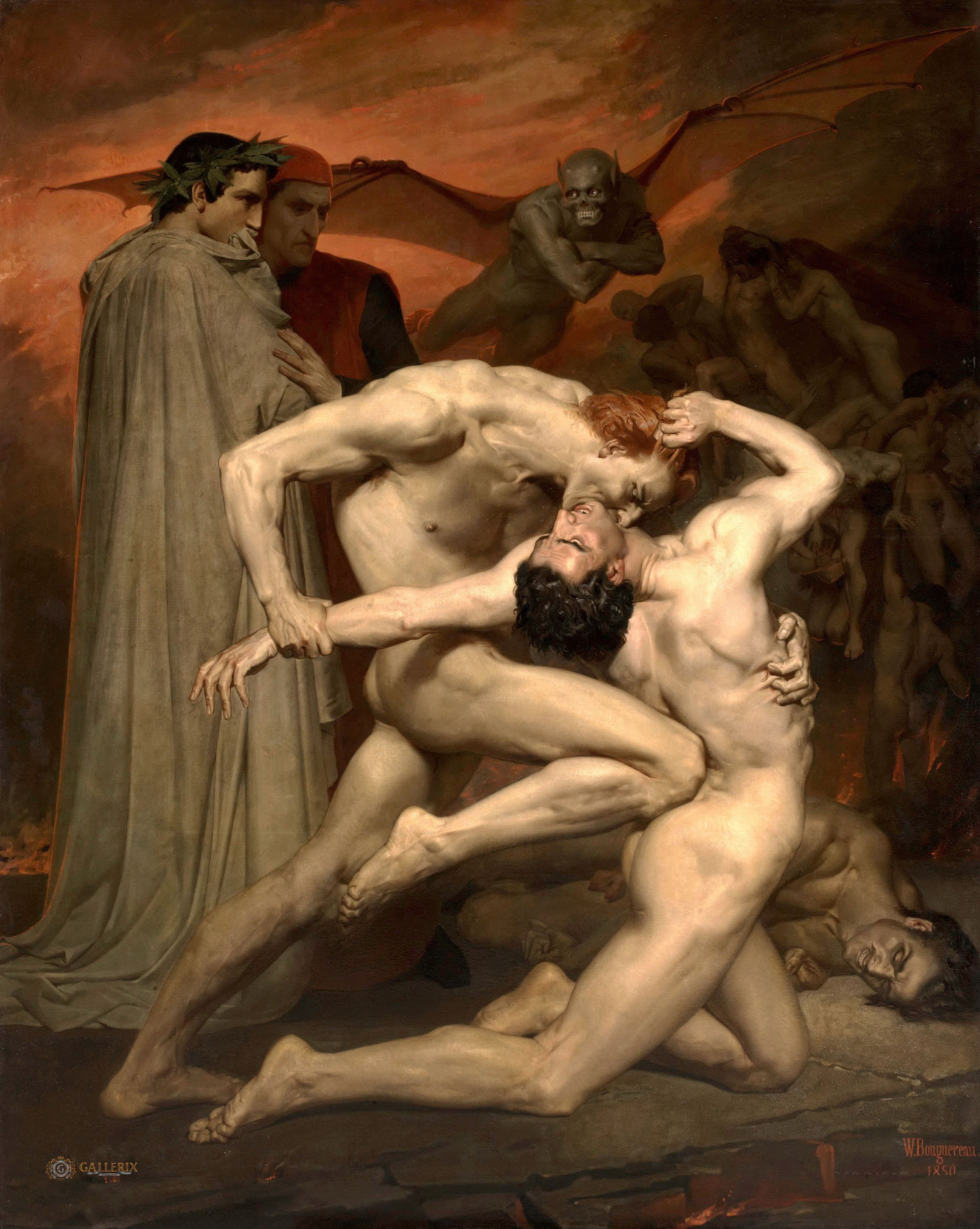 Адольф Вильям Бугро. "Данте и Вергилий в аду". 1850. Музей Орсе, Париж.