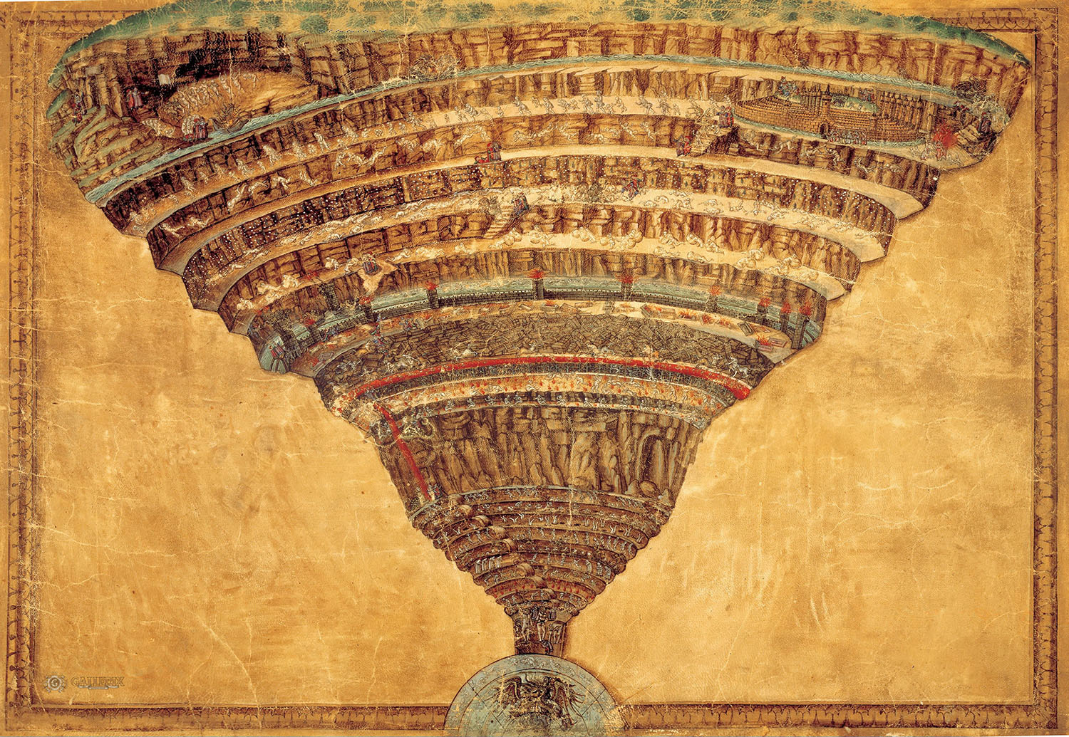 Сандро Боттичелли. "Инферно (Карта ада)". 1480-1490. Библиотека Ватикана.